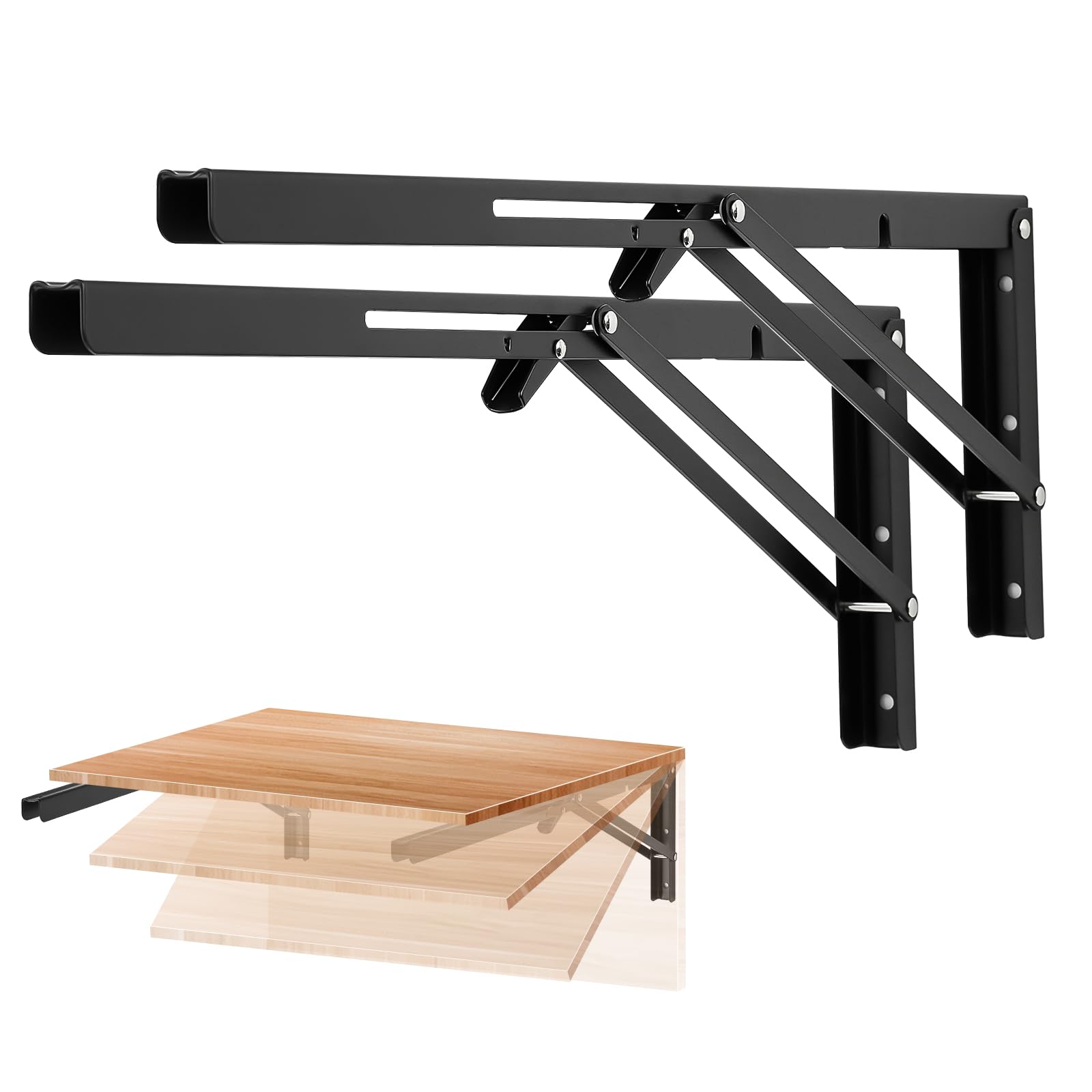 Ravinte Folding Shelf Brackets - Heavy Duty 20 Inch Collapsible Brackets, Bracket for Table Bench, Space Saving Bench Black (NotApplicable)