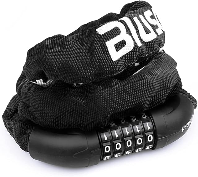 Bike Lock Chain Bicycle Lock - Cycle Lock Bike Accessories Bike Locks High Security 5 Digit Codes Combination Heavy Duty 1000mm for Motor Scooter