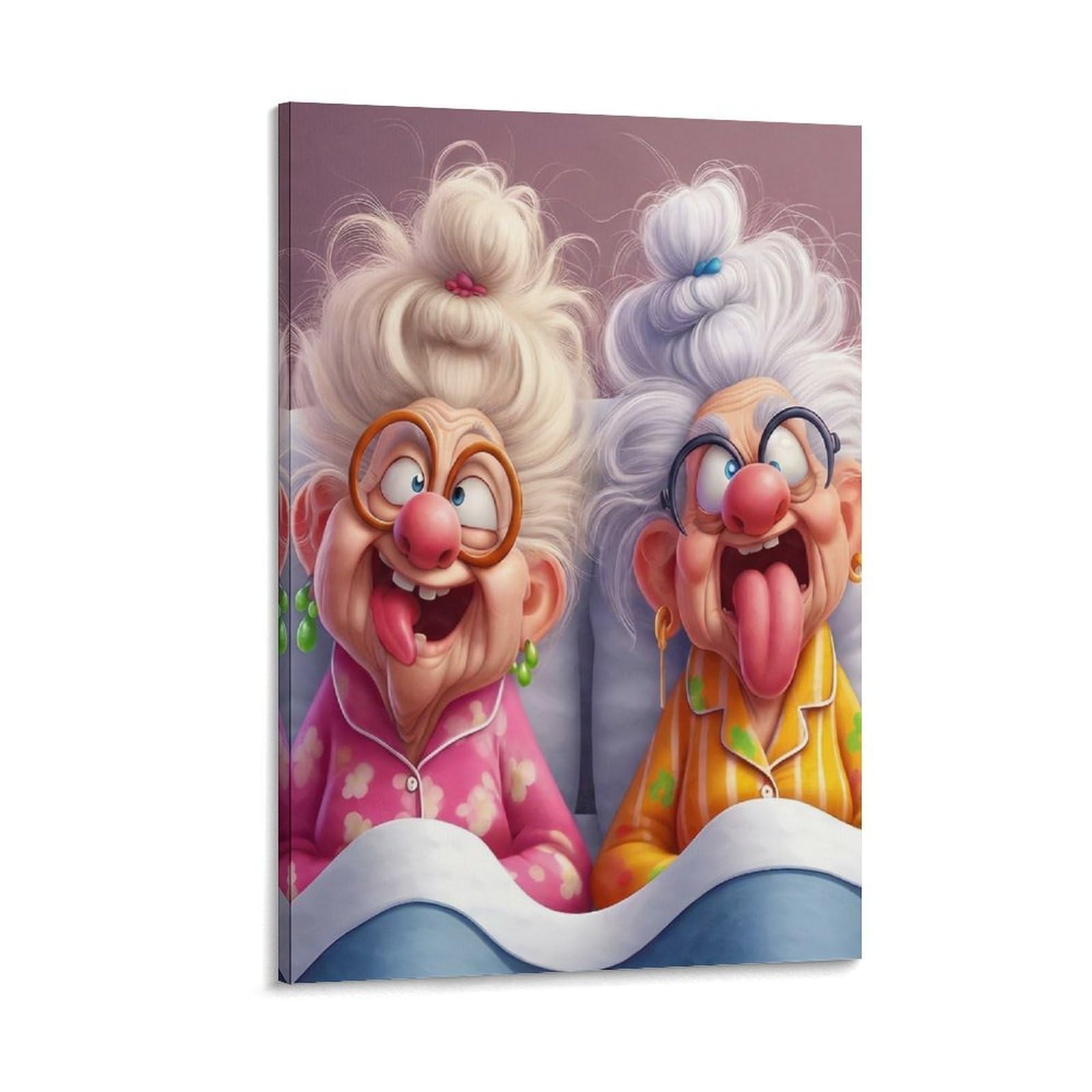 DHBANEIOK Elderly Women Cartoon_1 Wall Decor Poster Giclee Canvas Prints Modern Wall Art Picture Wall Hanging for Living Room Bedroom Home Decorations 20x30inch(50x75cm)
