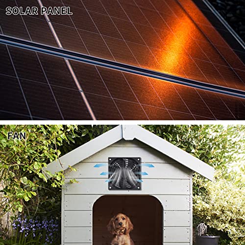 Aumotop Kit de ventiladores de painel solar, ventilador duplo alimentado por painel solar 10W CC 12V