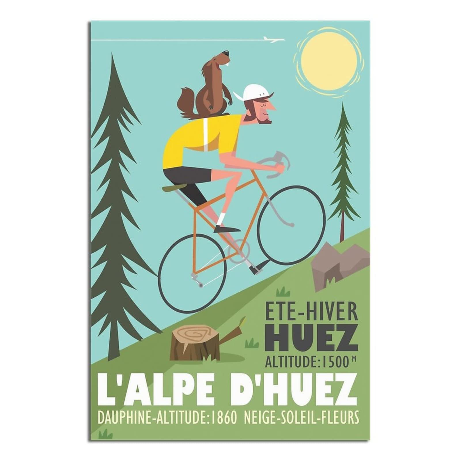 NMNM Huez France Cycling Vintage Travel Poster Canvas Art Wall Decor Poster Picture Print Painting Posters Gift 12x18inchs(30x45cm)