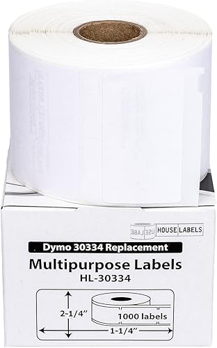 HOUSELABELS DYMO 30334 - Etiquetas multiusos compatibles (2-14 pulgadas x 1-14 pulgadas), fuerte adhesivo permanente, compatibles con impresoras