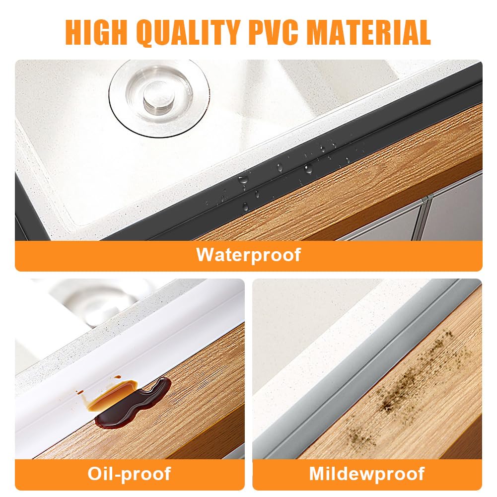flintronic Bath Sealant Strip, 10m/32.8ft Self Adhesive Sealant Strip, Waterproof, Oilproof and Mildewproof Sealant Tape, Caulk Strip for Kitchen, Sink, Bathroom, Toilet, Wall Corner - Image 4