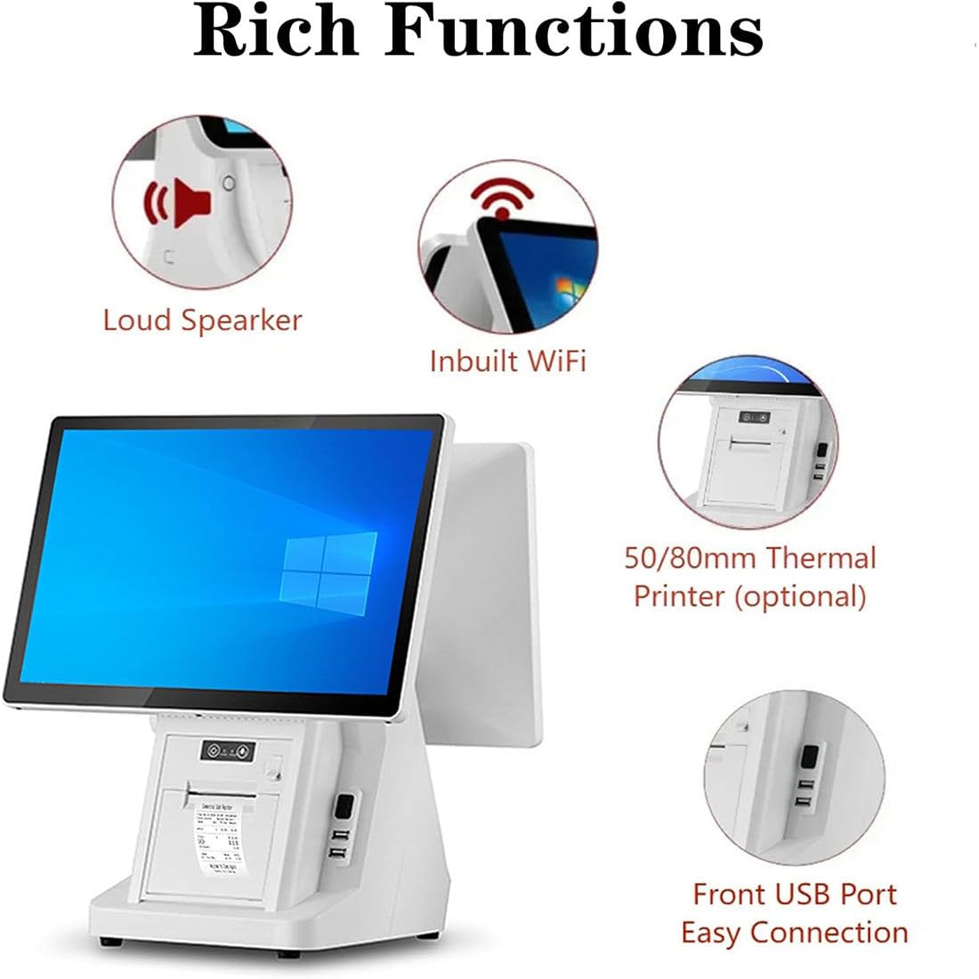 Caisse enregistreuse Intelligente, Caisse enregistreuse Tout-en-Un, Moniteur de Caisse à écran Tactile LCD, Terminal de Point de Vente avec Scanner Portable
