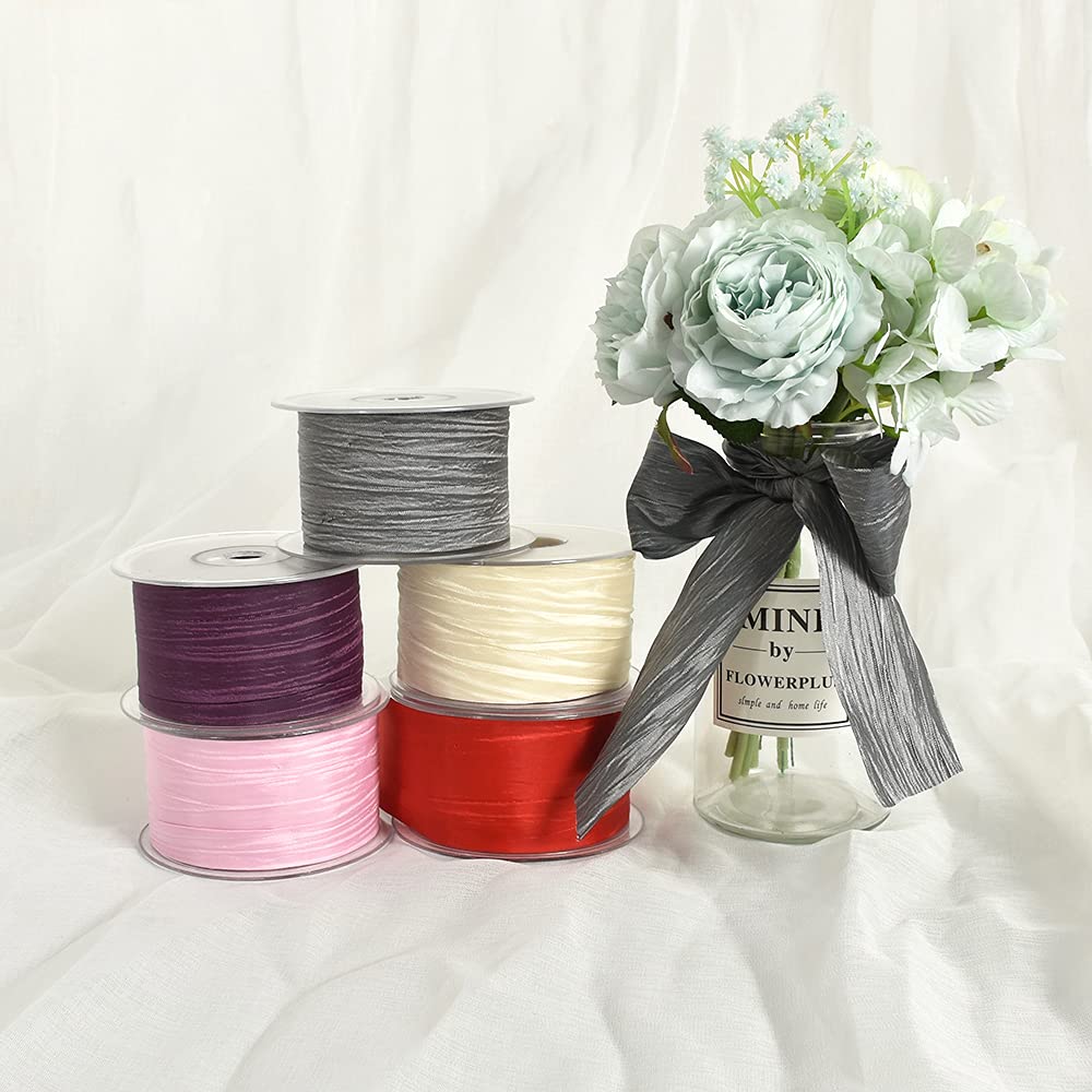 TONIFUL Satinband – 5 Cm X 20 M, Cremeweiß | Faltenband Für Geschenkverpackung, Blumen, Hochzeit & DIY