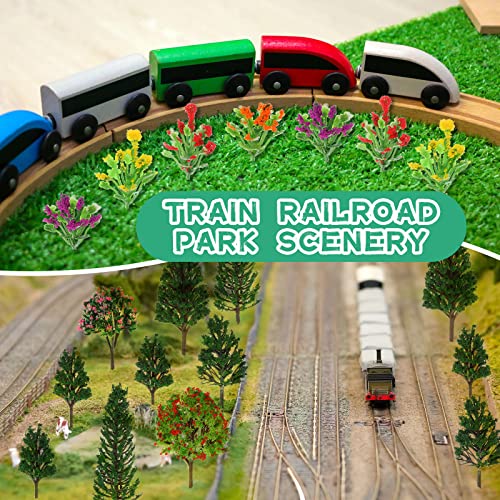 55 Pcs Miniature Colorful Flower Cluster Mini Model Trees Artificial Grass Mat Squares Set 36 Flower Tufts 15 Mixed Train Diorama Trees 4 Garden Craft Grass For Landscape Railroad Scenery Sand Table #TOP4