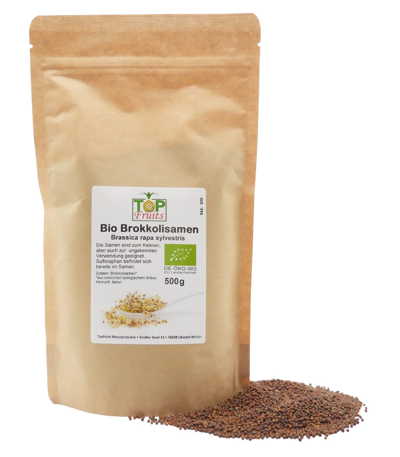 Topfruits Brokkolisamen BIO 500g (Sorte rabe aus Italien) zur Aufzucht von  Brokkolisprossen mit hohem Sulforaphan Gehalt, : Amazon.de: Lebensmittel &  Getrnke
