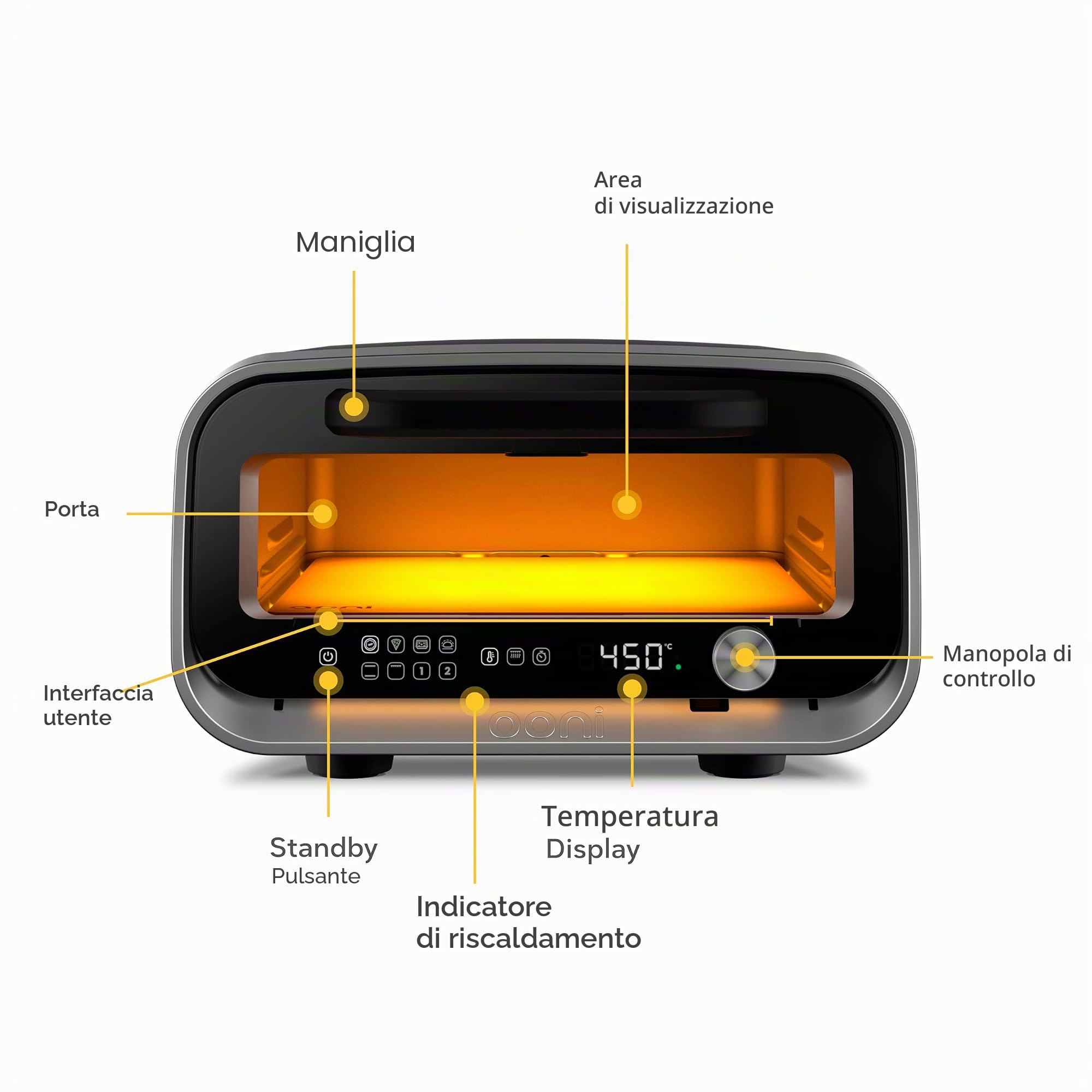 Ooni Volt 2 Forno elettrico per pizza – 30 cm Elettrico Interno Pizza Intelligence – Bianco polare – 450 °C Temperatura massima – Cuocere pizza 12" in 90 secondi.