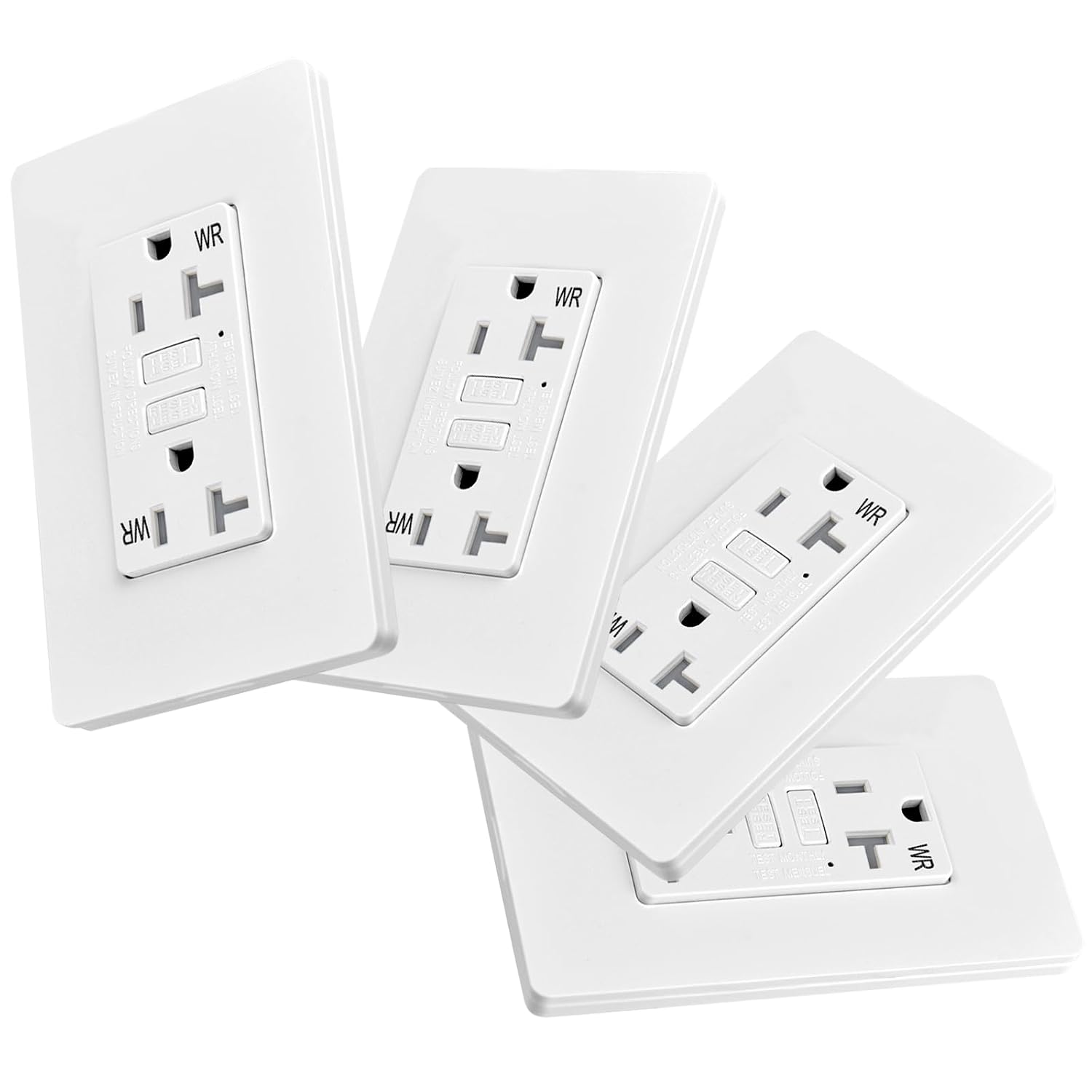 4 Pack GFCI Outlet 20a Low Profile GFI Electrical Outlet Thinner Design Weatherproof with LED Indicator UL Listed, 20 amp Ground Fault Circuit Interrupters Outlet GFCI Receptacle with Plate & Screw
