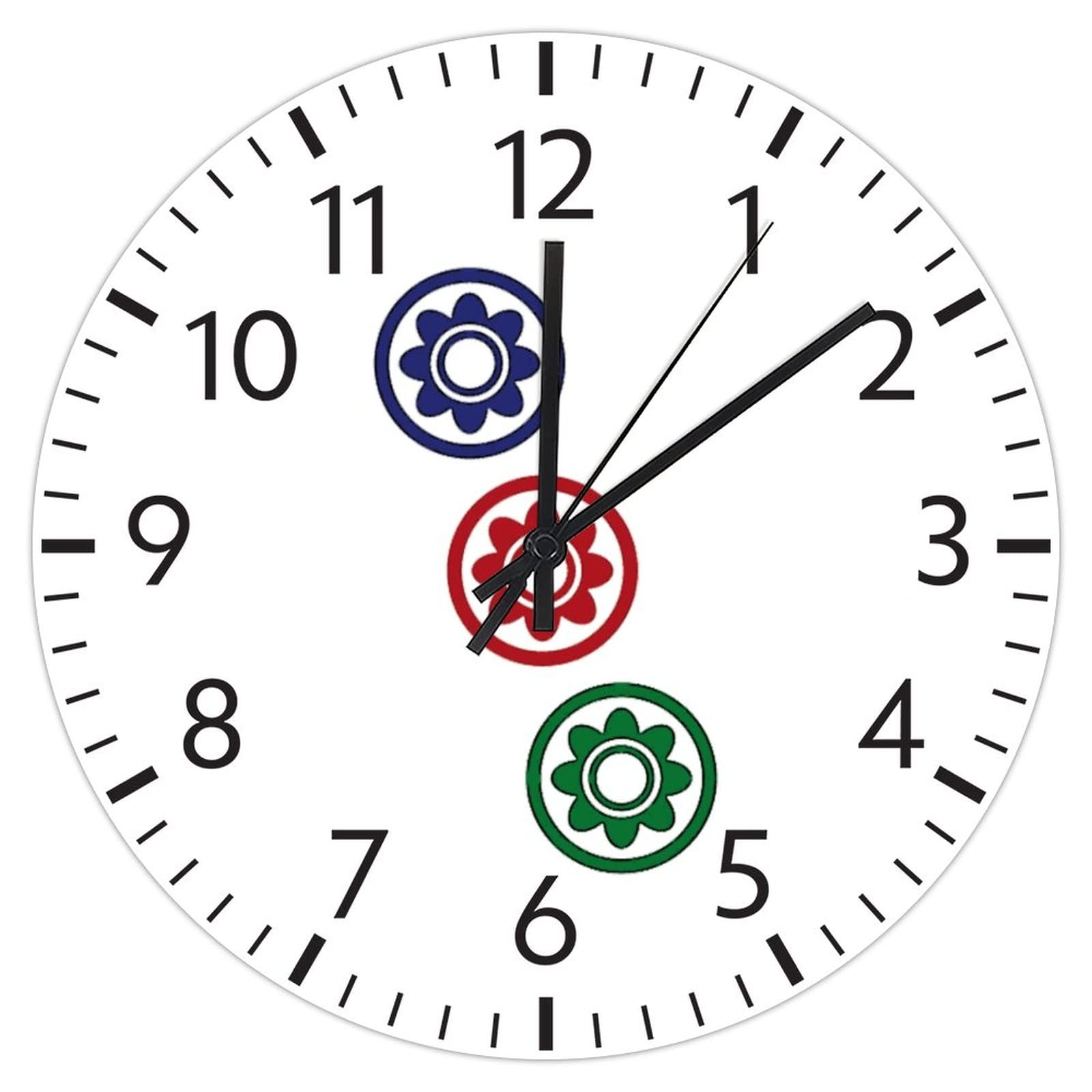 Horloge murale Mahjong silencieuse sans tic-tac pour chambre calme