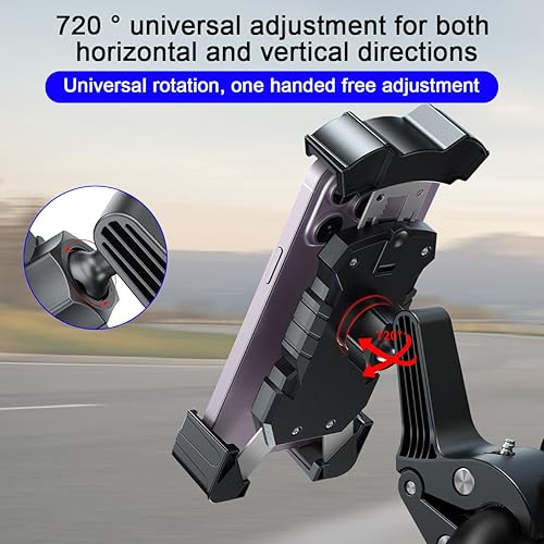 Miniatura 3 de AICEL Soporte de teléfono para motocicleta, antivibración, soporte para teléfono celular con bloqueo seguro, accesorios de soporte ajustable para