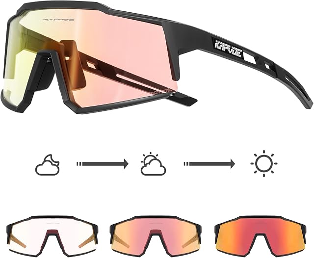 KAPVOE Photochromic Cycling Glasses Tr90 Frame For Men Women Clear Sports Sunglasses Mountain Bike Glasses Transparent MTB