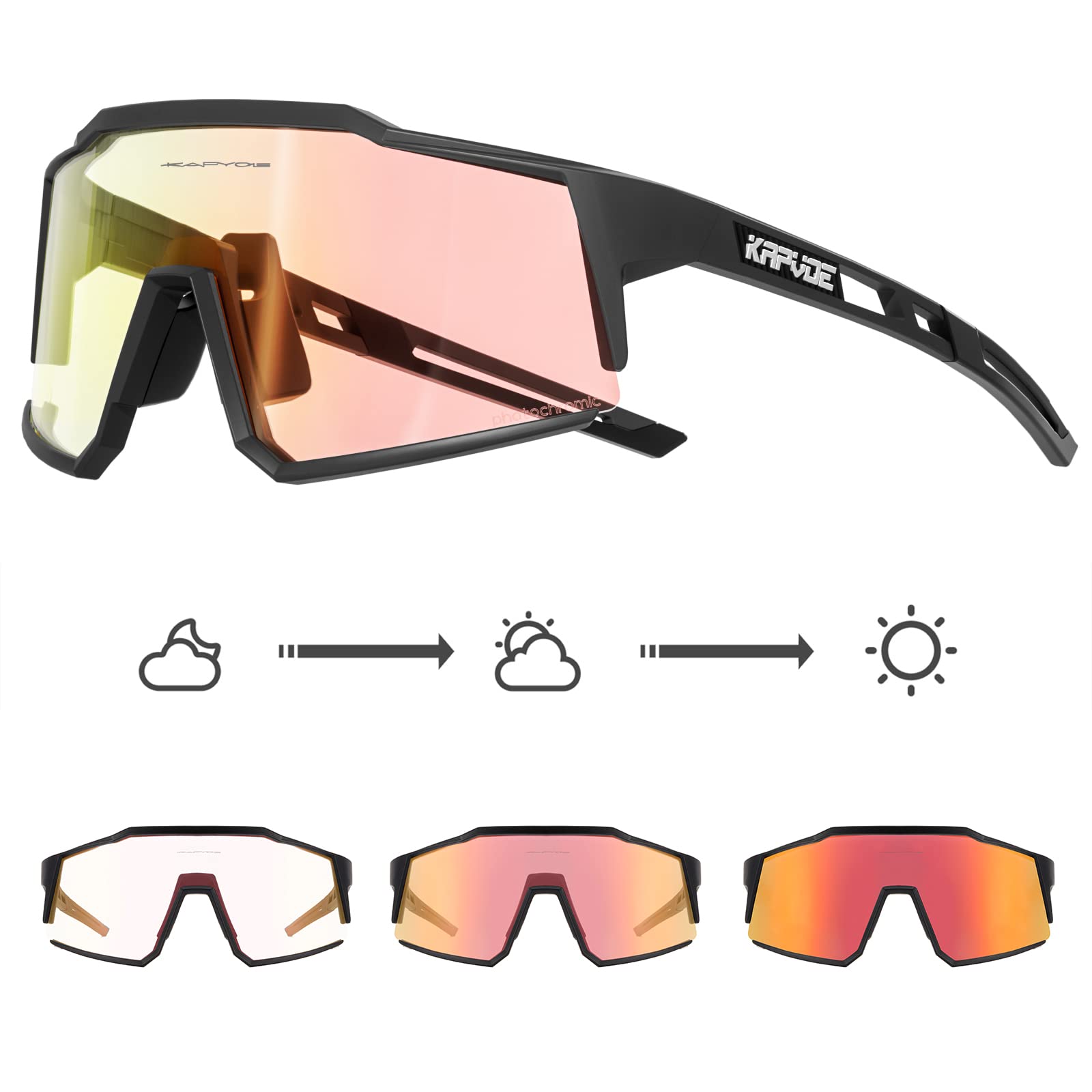 KAPVOE Gafas de Ciclismo Fotocromáticas con TR90 Gafas de Sol Deportivas Mujeres Hombres Running Transparente MTB Bicicleta Accesorios