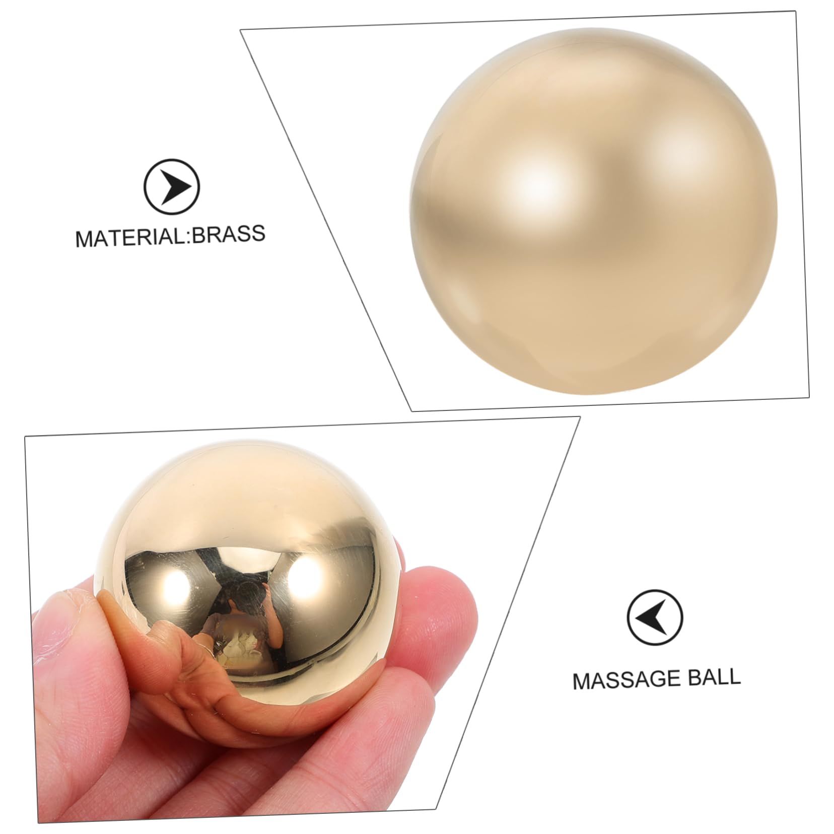 2 Bolas de Masaje de Manos de Latón Dorado, Balones de Fitness para Relajación y Decoración, Pequeñas Bolas Rodantes para Ejercicios y Bienestar