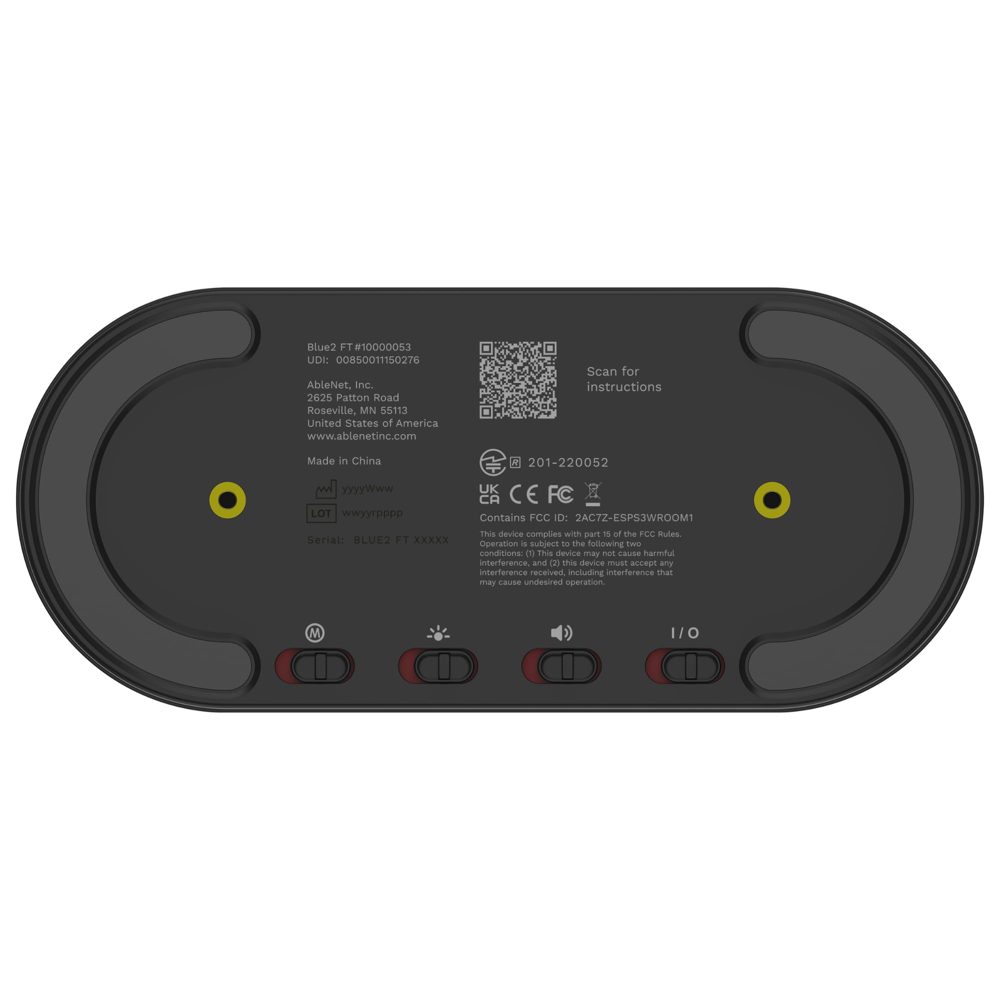 AbleNet Blue2 FT - FeatherTouch Activation: Wireless Switch Access for iPad, Computer, and Mobile Devices - Compatible with AbleNet Accessibility Switches - Product Number: 10000053