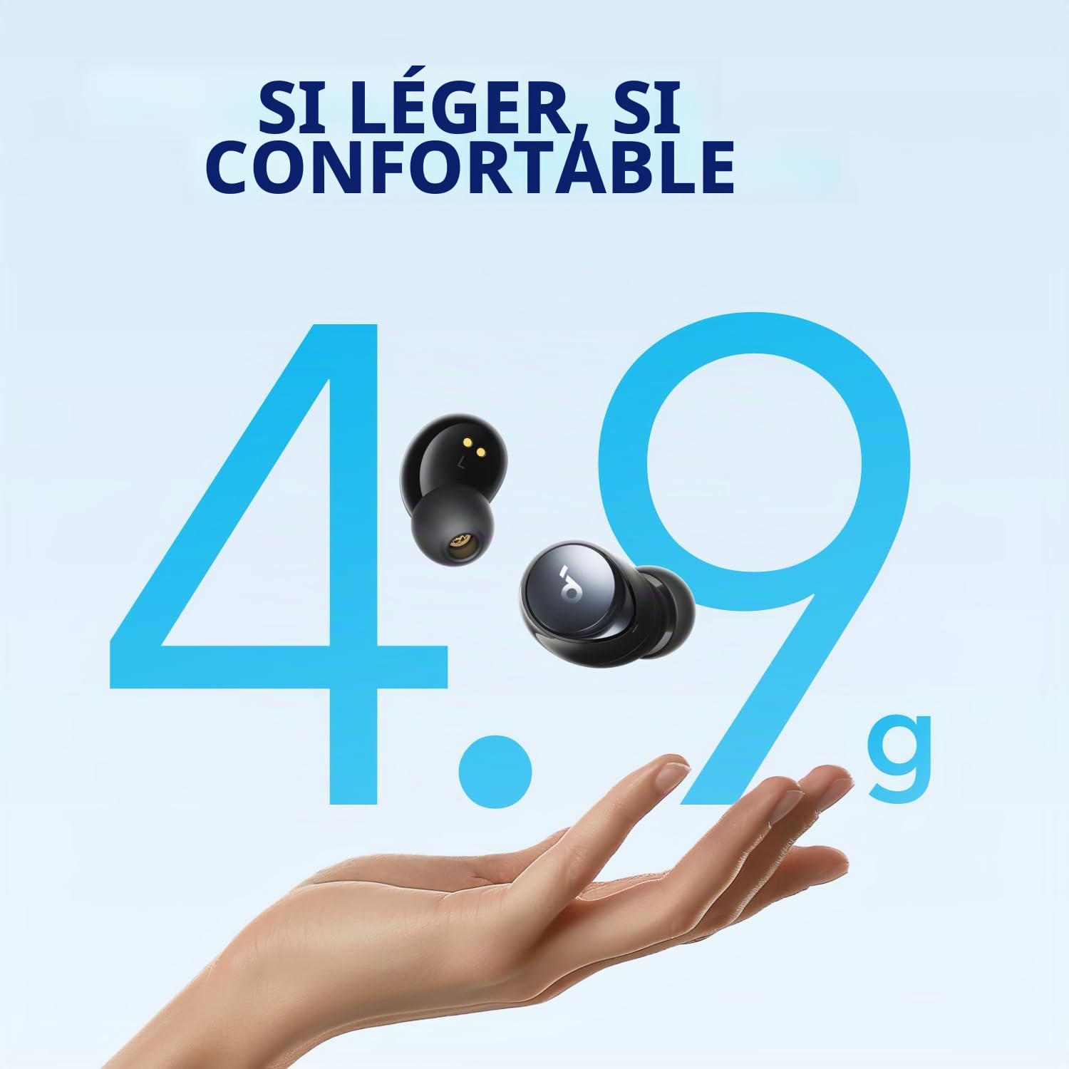 Soundcore by Anker Space A40 Ecouteurs Bluetooth sans Fil Réduction du Bruit Automatique jusqu'à 98%, Ecouteurs sans Fil, 50h de Lecture, Son Hi-Res LDAC, 6 Micros, Design Confortable, Contrôle App
