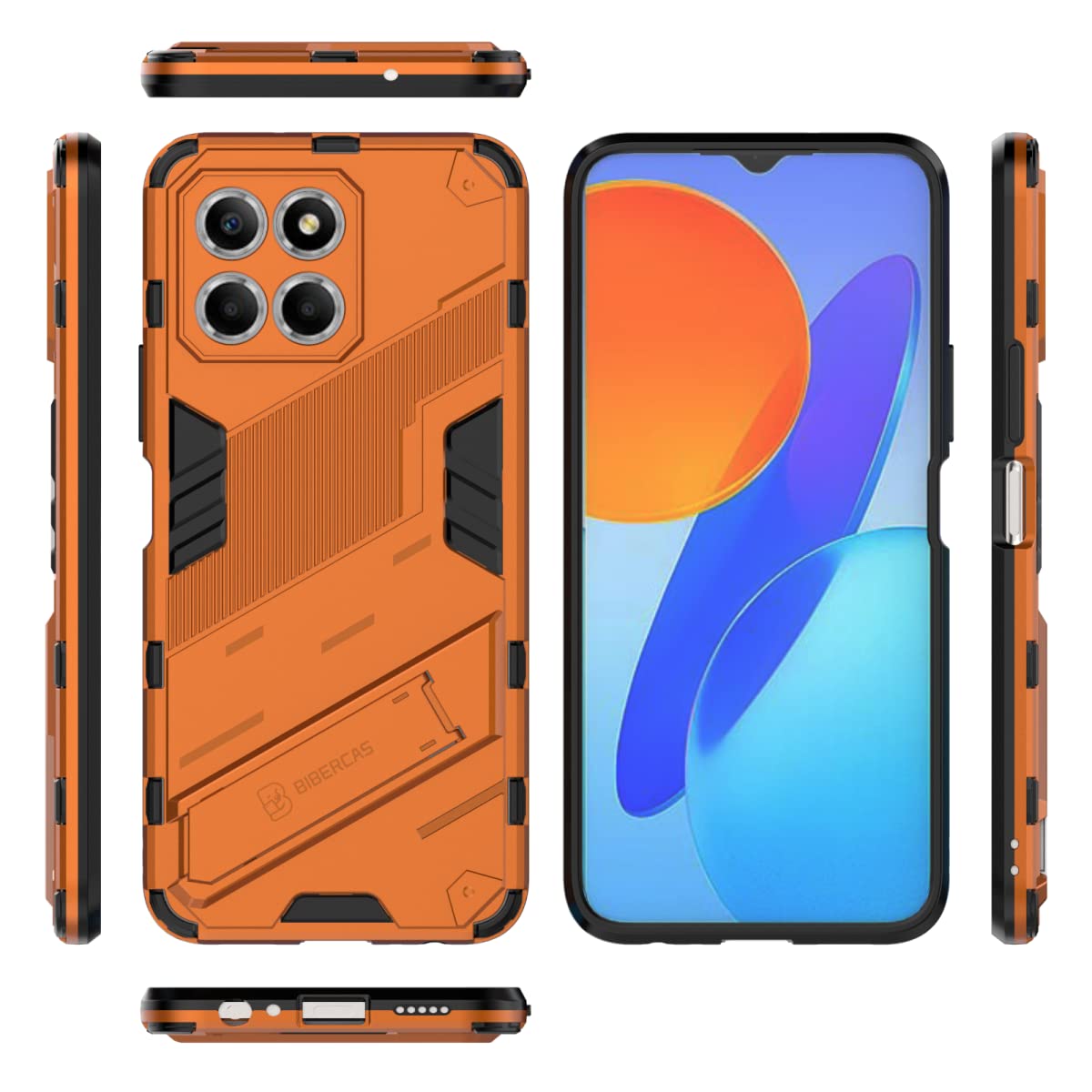 Custodia EASSGU Con Supporto Per HONOR 70 Lite / X8 / X6 5G – Cover Antiurto In Silicone E PC, Argento
