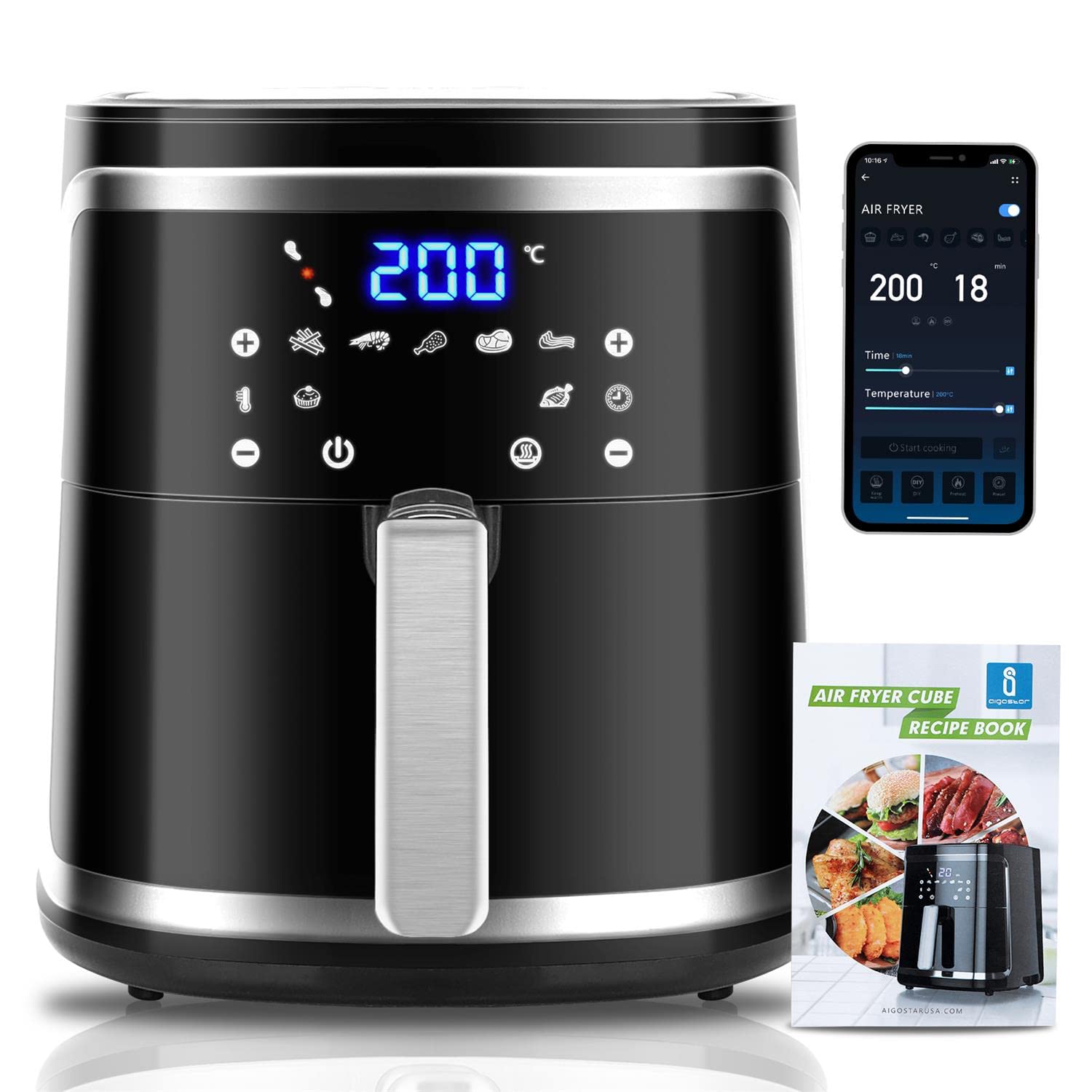Buy Aigostar 1900W Smart WiFi Air Fryer, 7L Large Chip Fryers for Home