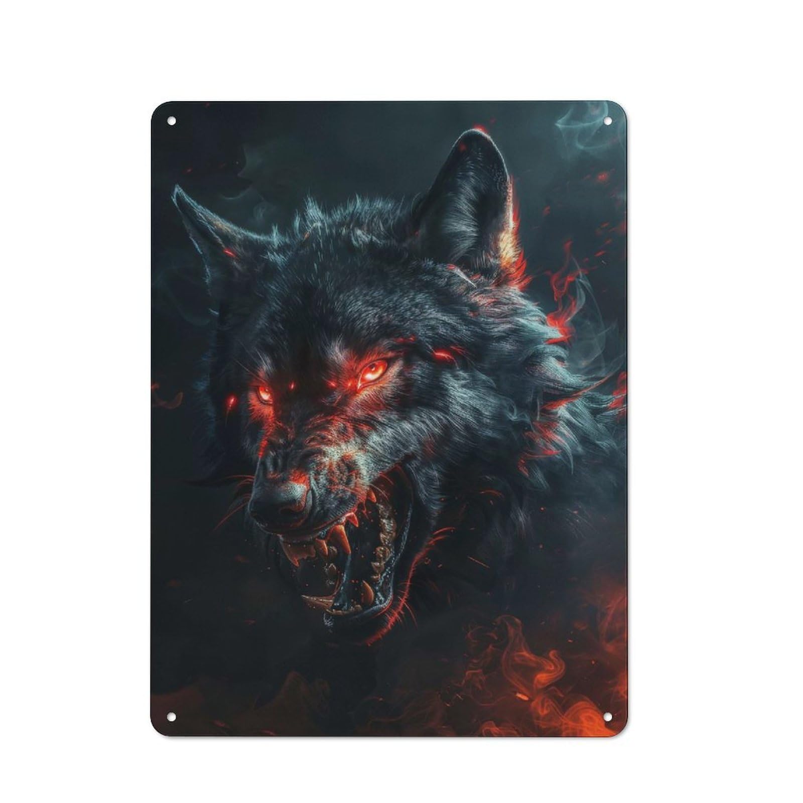 Wild Evil Black Wolf Metal Wall Art Sign 40x30cm, Old Fashioned Nostalgic Wall Art for Living Room, Hallway, Kitchen Or Cafe