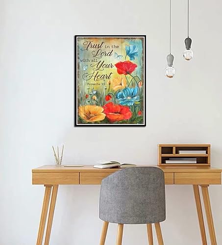 Miniatura 3 de DVWIVGY Kits de pintura de diamantes con versículos bíblicos para adultos, kits de arte de diamantes 5D, pintura redonda completa de puntos de