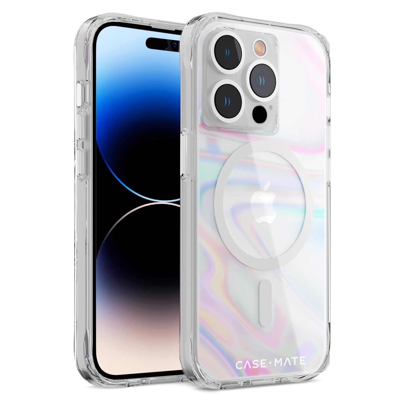 Case-Mate Soap Bubble iPhone 14 Pro Case [10ft Drop Protection] [Compatible with MagSafe] Magnetic Cover for iPhone 14 Pro 6.1" - Iridescent Swirl Effect, Anti-Scratch, Shockproof, Slim - Iridescent