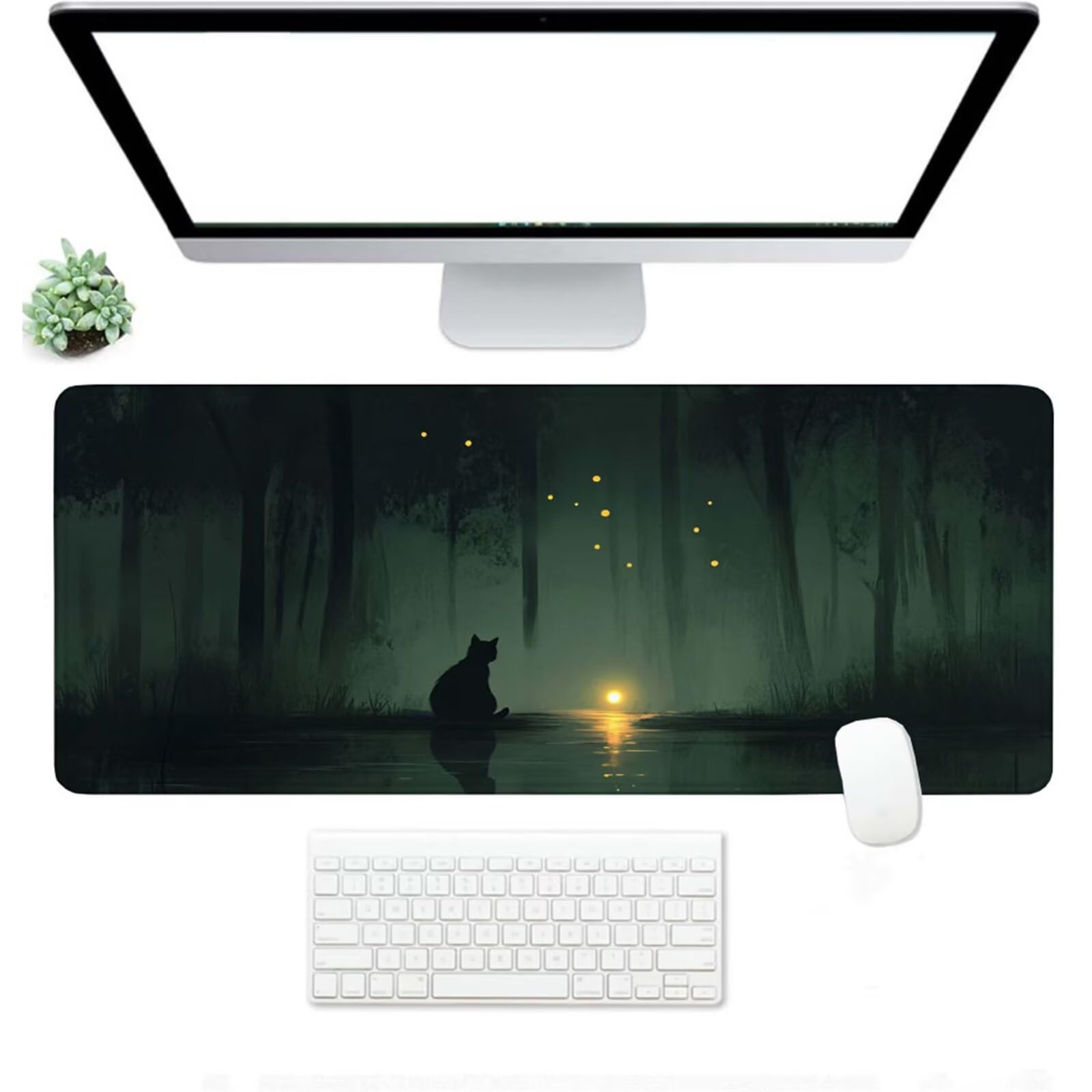 Podkładka pod mysz XXL 900 x 500 x 3 MM, duża zielona podkładka pod mysz z wodoodporną i gumową antypoślizgową podkładką pod kot pod ręką zszyte krawędzie, poprawia precyzję i szybkość dla gracza W