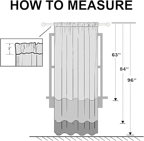 Miniatura 9 de Hiasan Cortinas traslúcidas de gasa texturizadas extra anchas filtrantes de luz para dormitorio, sala de estar, puerta corrediza, guardería, 70