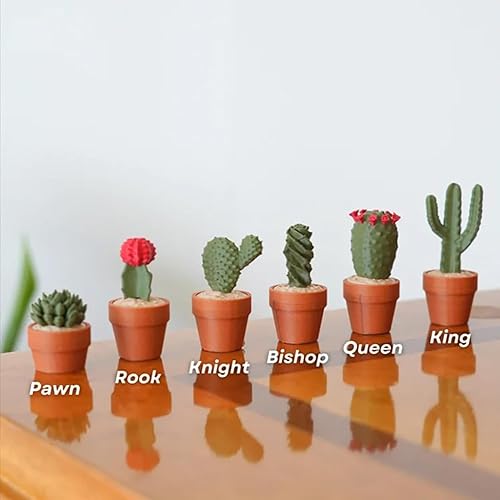 Miniatura 8 de Cactichess - Juego de ajedrez de cactus enrollable avanzado, tablero de ajedrez con temática de cactus, juego de ajedrez portátil impreso en 3D,