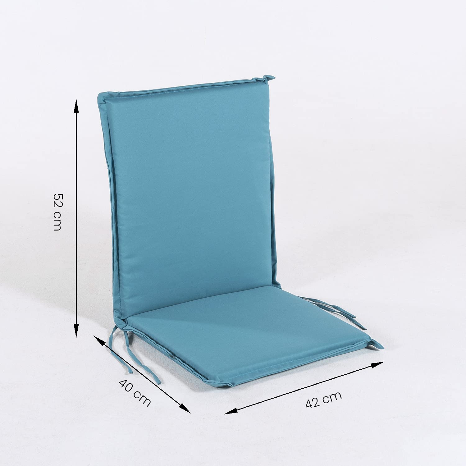 Pack 2 Cojines para sillón de jardín reclinable estándar Color Turquesa, Medidas 92x42x4 cm, Repelente al Agua, Desenfundable, Funda de cojín con Relleno para sillas de terraza, Cojines Silla Comedor