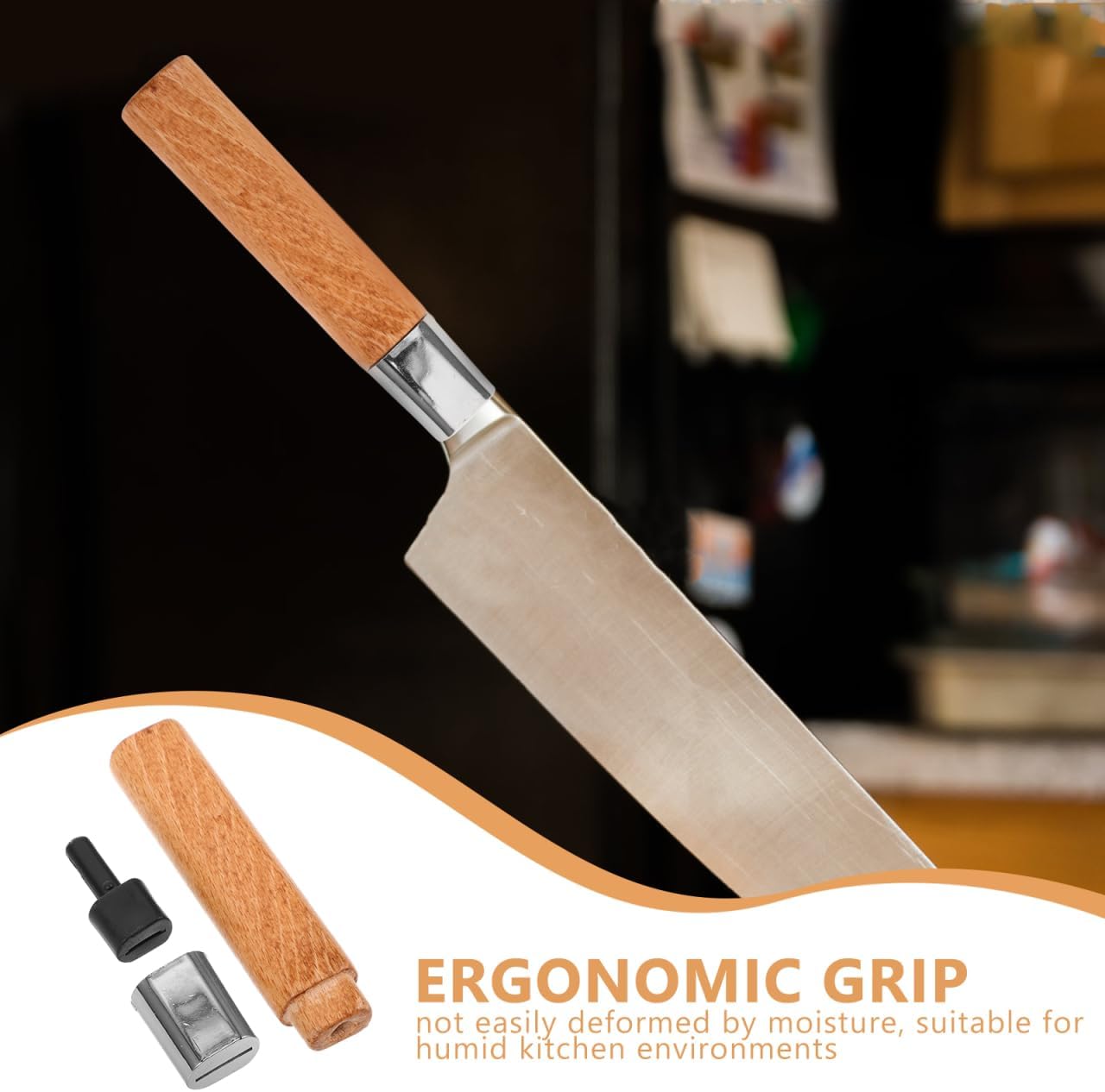 Wooden Knife Handle Replacement Ergonomic Grip for Kitchen Knife Repair Diy Cutter Making Grip Solid Wood Chopper Handle 5.19 X 1.06 X 0.82 in