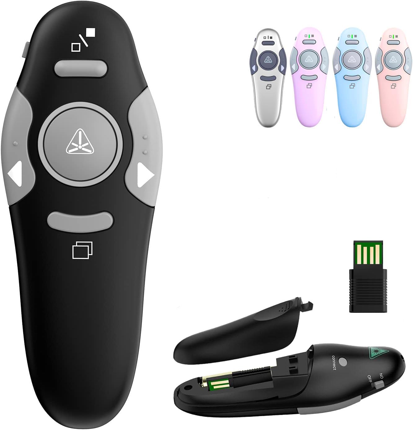QUI Presentation Clicker Wireless Presenter Remote Clicker for PowerPoint Presentation Remote, PowerPoint Slide Advancer for Mac/Windows/Linux, Google Slide/PPT/Keynote, USB A, Black