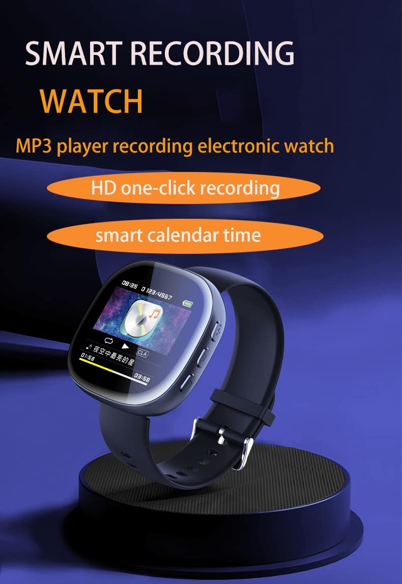 Zegarek dyktafon, przenośny dyktafon Bluetooth 32 GB, z funkcją odtwarzania i MP3, dyktafon z redukcją szumów, wbudowany głośnik do odtwarzania na spotkanie/zajęcia/wywiad/odtwarzacz MP3 (rozmiar