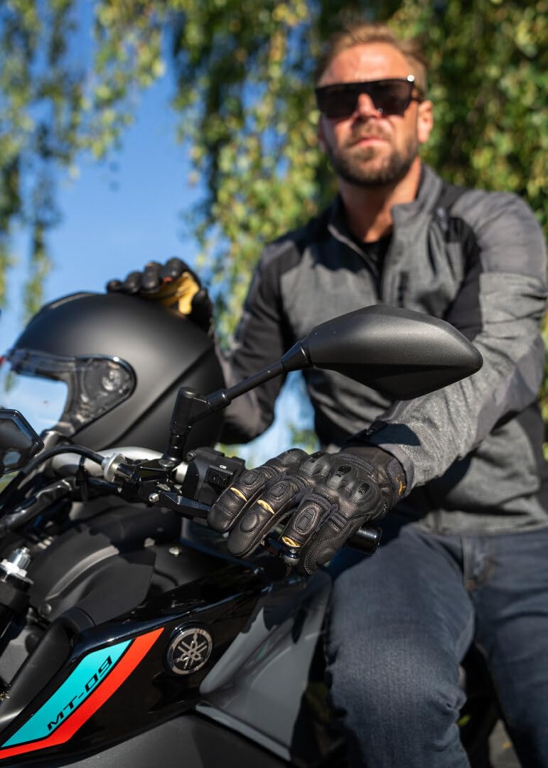 Flon Rękawice motocyklowe, czarny/żółty, 13