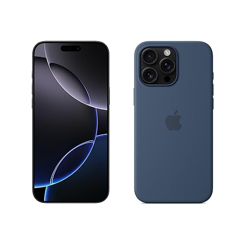 Apple iPhone 16 Pro MAX (256 GB) - Titanio Negro + Funda de Silicona con MagSafe - Denim - Titanio negro - 256 GB - +Funda denim
