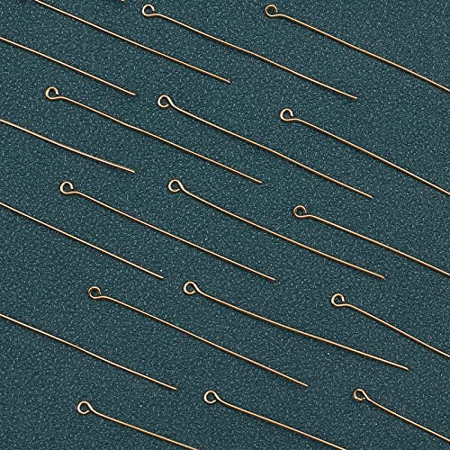 Beebeecraft 100Pcs/Box Open Eye Pins 18K Gold Plated Earring Head Pins 50mm Jewelry Making Findings for Charm Beads DIY Jewellery Making Hole: 1.5mm - Image 4