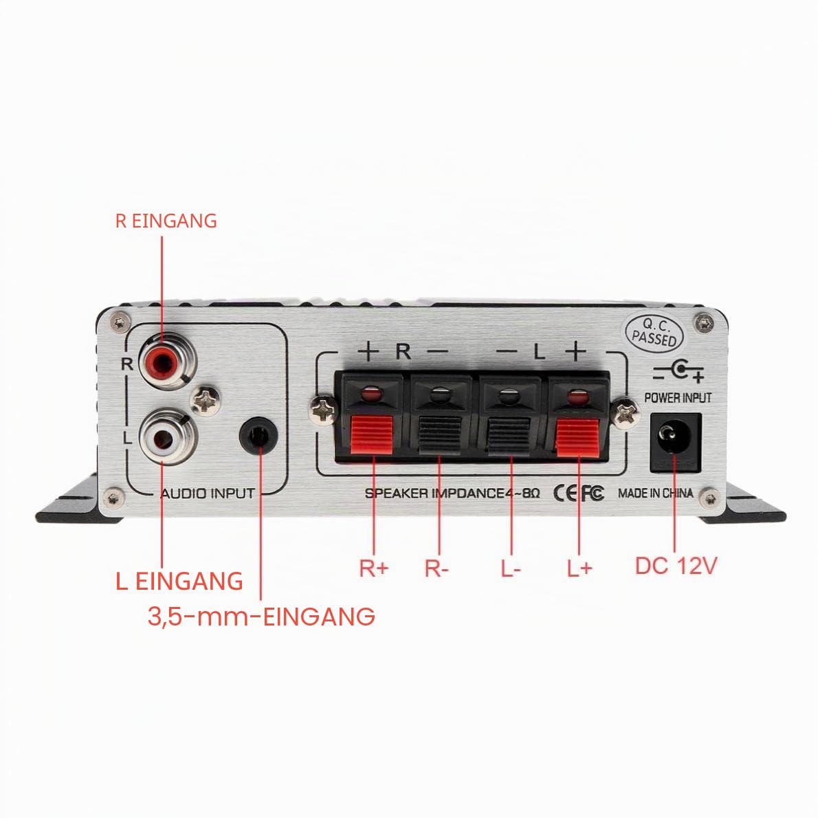 LP-2020A Class-D Stereo-Hi-Fi-Digitalverstärker mit 3 A Netzteil für Auto-Motorverstärker – Schwarz