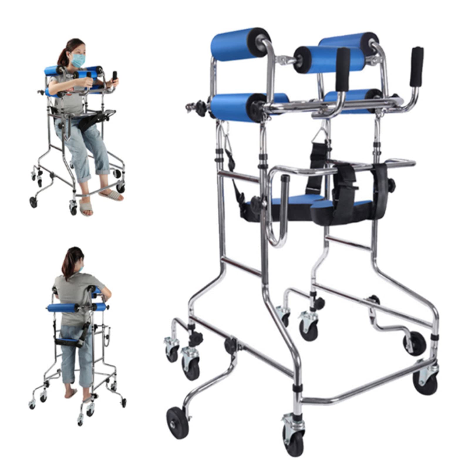 Walker Personas Mayores,Marco pie Rehabilitación Hemiplejía,Andador Adultos, Ayuda Caminar Discapacitados,Andador Médico Portátil con Altura Regulable, Apto para Personas de 150-180 Cm