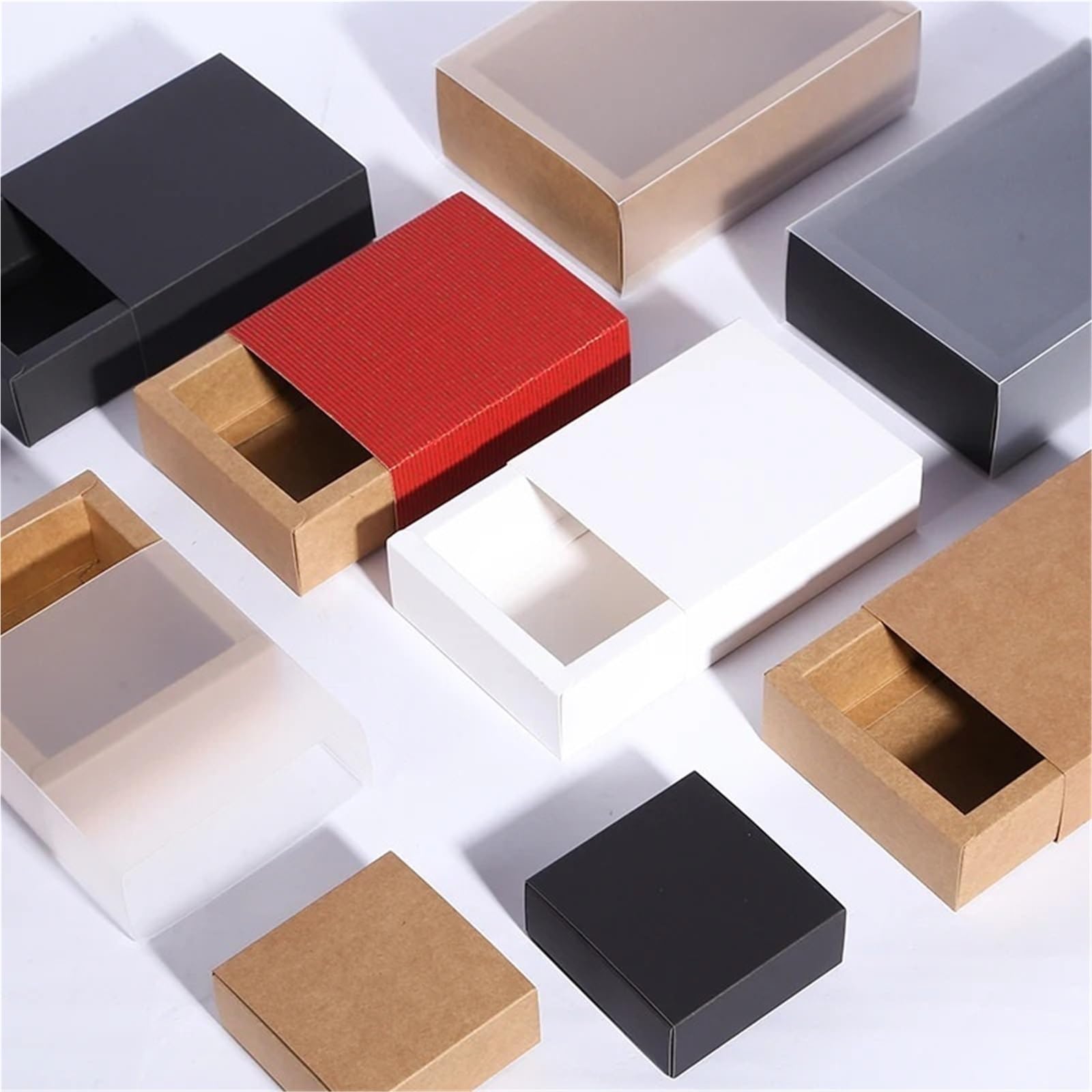 Scatole di Carta Kraft per Rossetti Confezione regalo con cassetto Kraft da 10 pezzi finestra in PVC