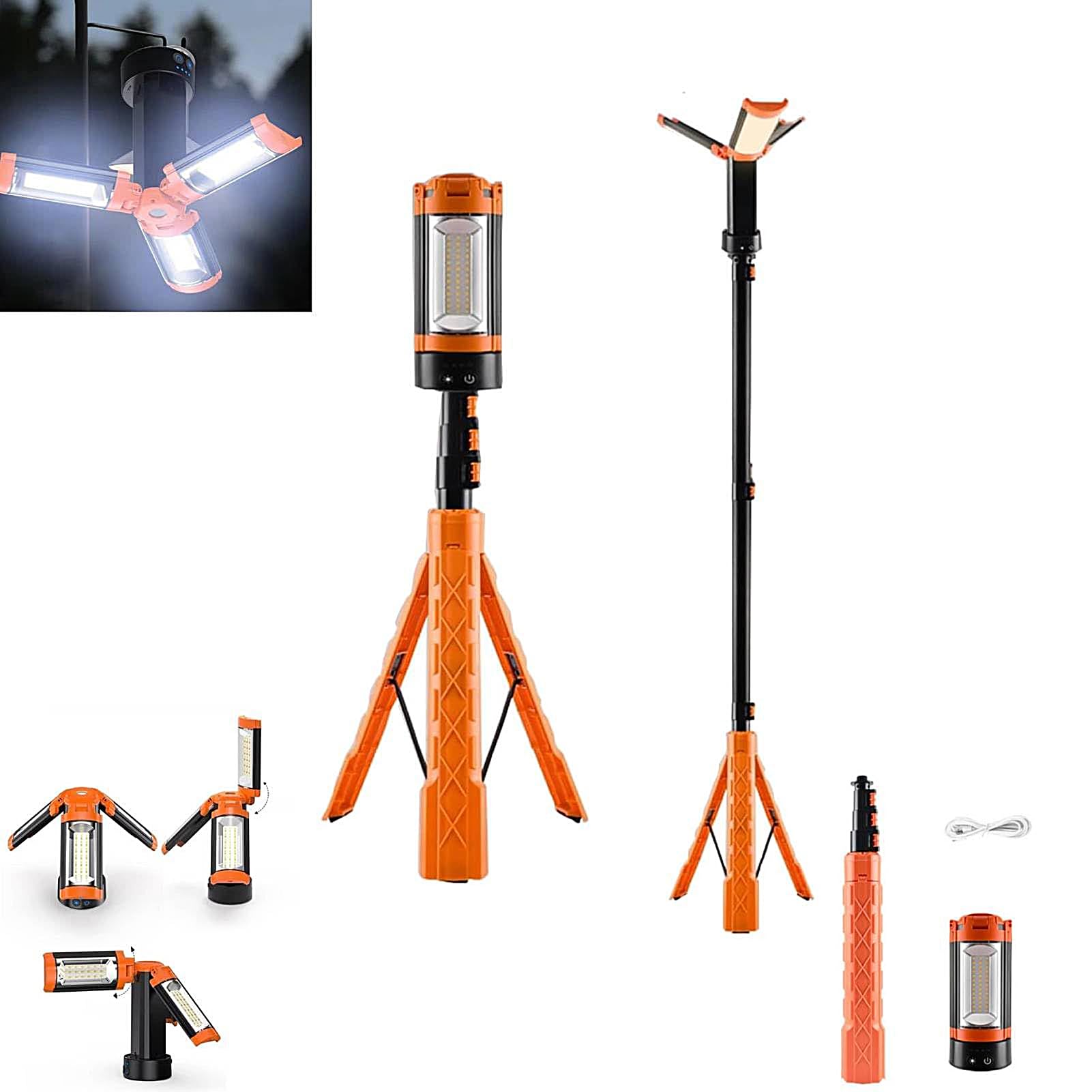Latarka kempingowa teleskopowa 4 tryby, 10000mAh przenośna lampa LED ze | Przenośna latarka robocza do warsztatu, garażu, inspekcji, napraw, ciężarówek, wędkowania,
