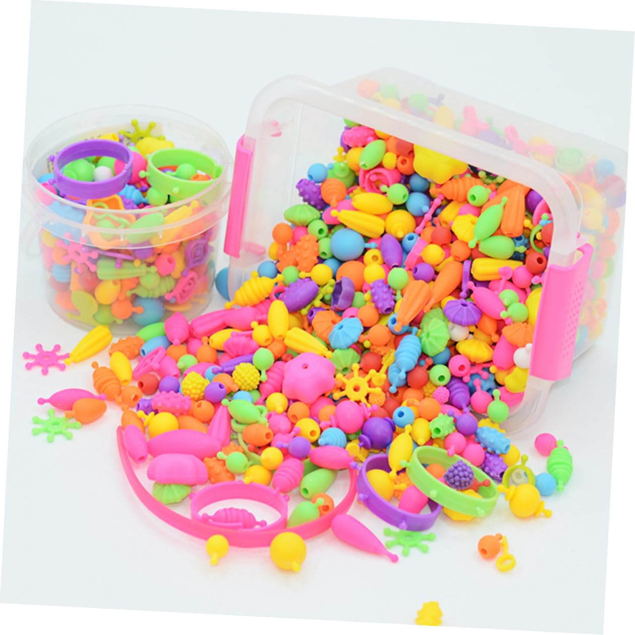 JOINPAYA Juego de Abalorios para Hacer Pulseras, Kit de Manualidades Infantil Cuentas de Plástico, Caja Portátil para Niñas y Niños