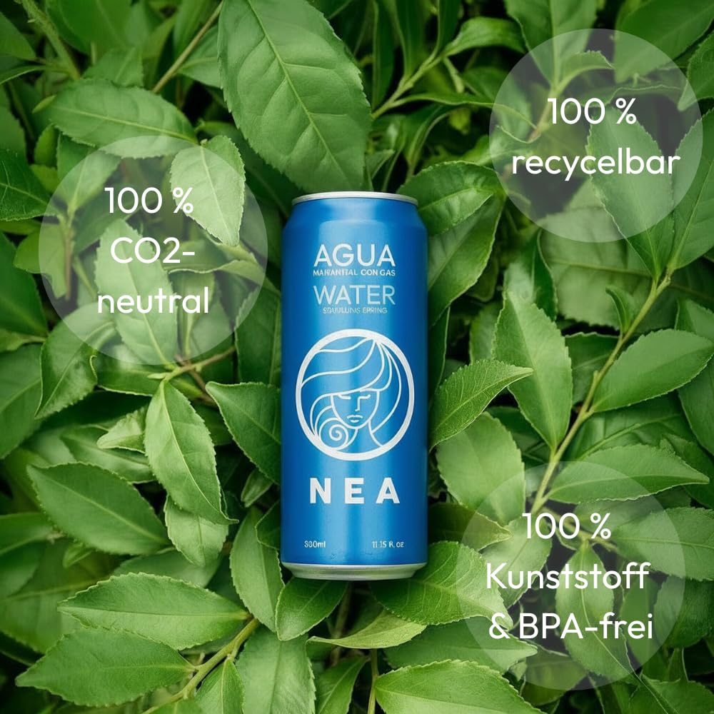 NEA Sprudelwasser in Dose - Quellwasser mit Kohlensäure Österreichische Alpen - 24er Pack 33cl - Aluminium Recycelbar Plastikfrei BPA Free - Ohne Metallischen Nachgeschmack - Feine Perlung