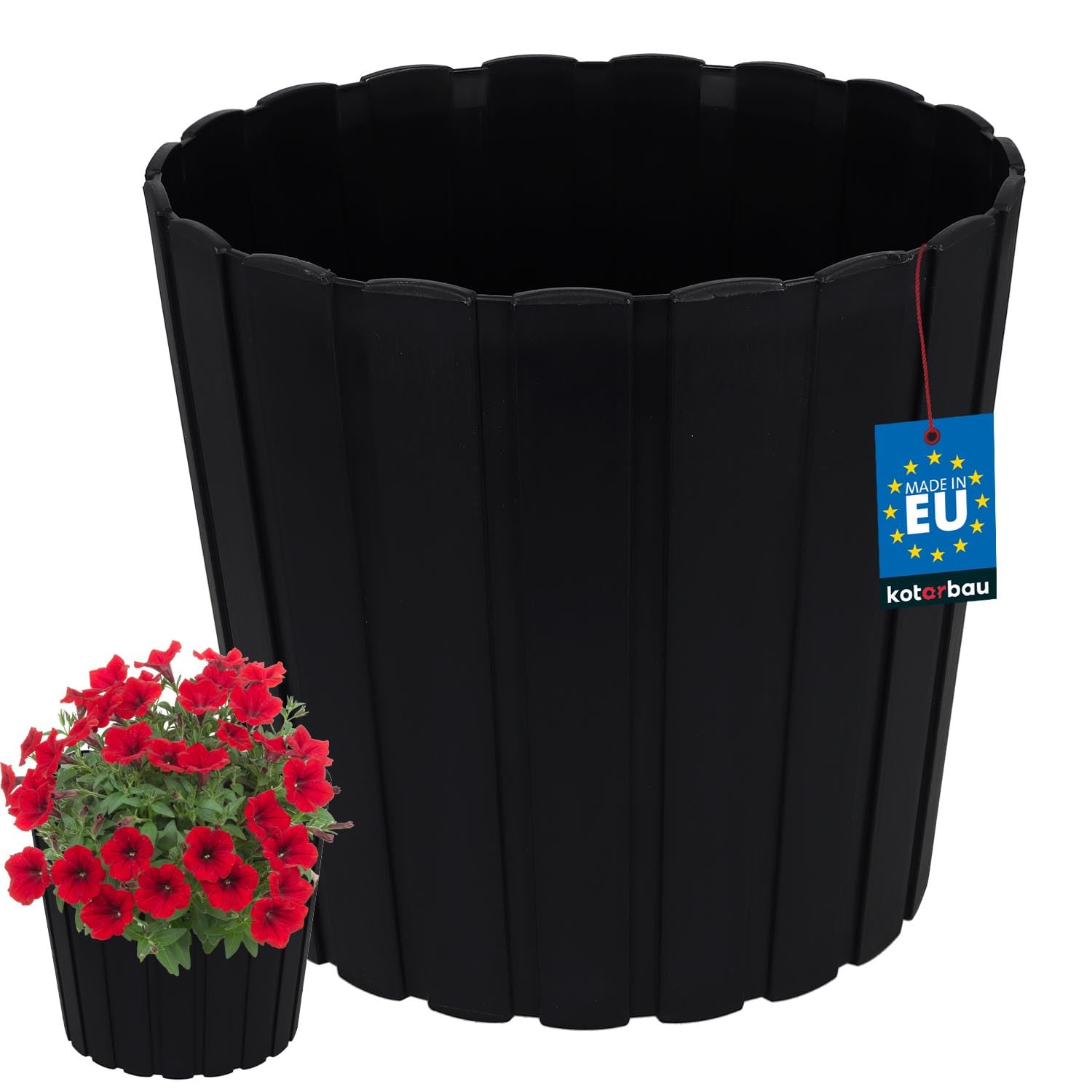 KOTARBAU Flower Pot, Planter, Diameter 29 cm, Height: 27 cm, Anthracite, Plastic, Plant Pot for Indoor Plants, Flower Pots, Large, Outdoor, Planter, Balcony, Decorative