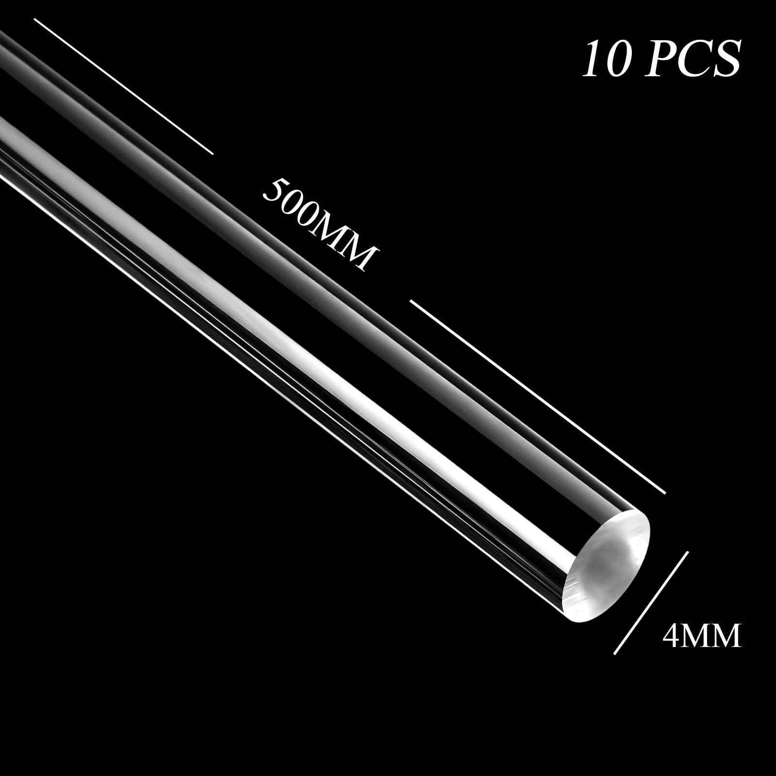 COYOUCO 10 Pcs Acrylic Dowel Rods, 2-5Mm Dia 500Mm Length Clear Acrylic Round Rod for DIY Crafts Party Decorations Gardening,4mm