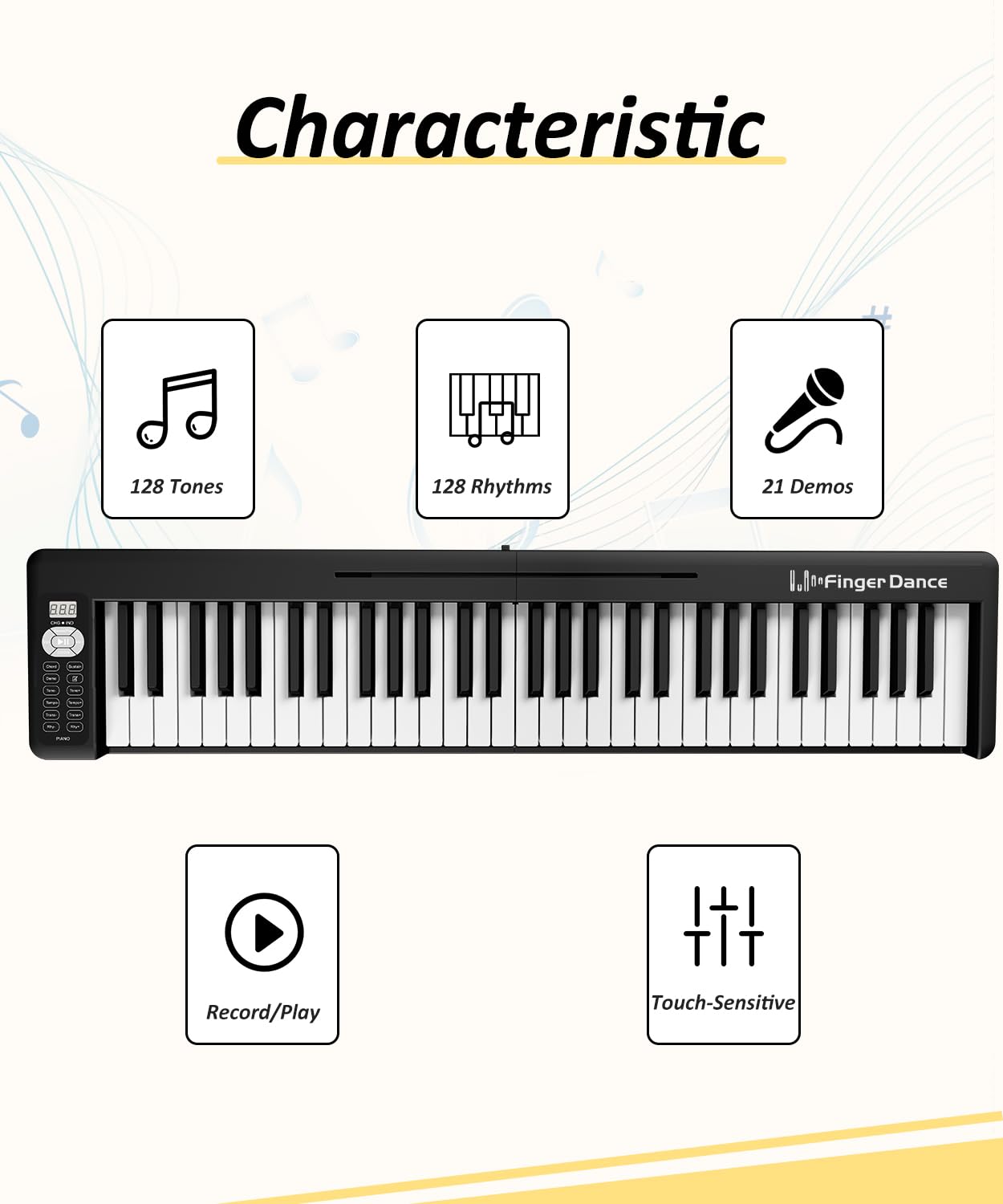 Amazon.com: Finger Dance 61 Key Keyboard, Folding Piano, Semi