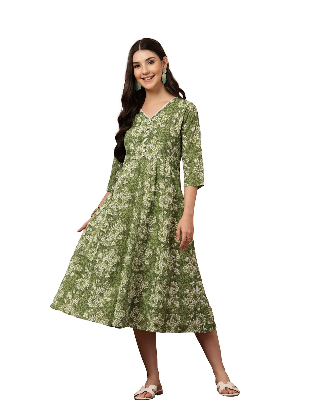 stylum Women's Floral Printed Cotton Flared Dress-picture-11
