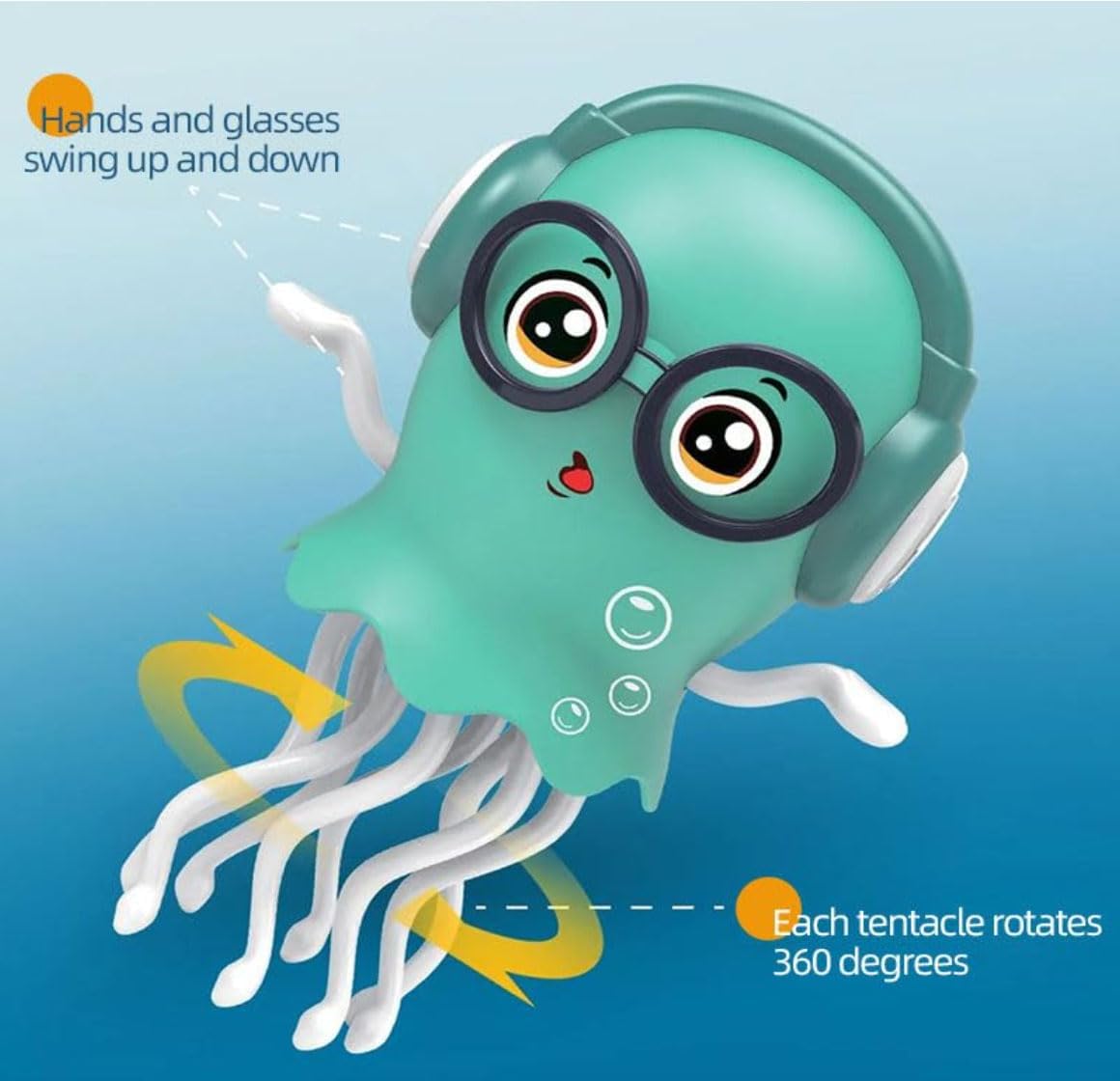 Dancing Jellyfish Toy with Music & Lights - Bump and Go Electric Octopus Toy with Headphones, LED Light Up Walking Sea Animal Toy for Kids Boys & Girls 1