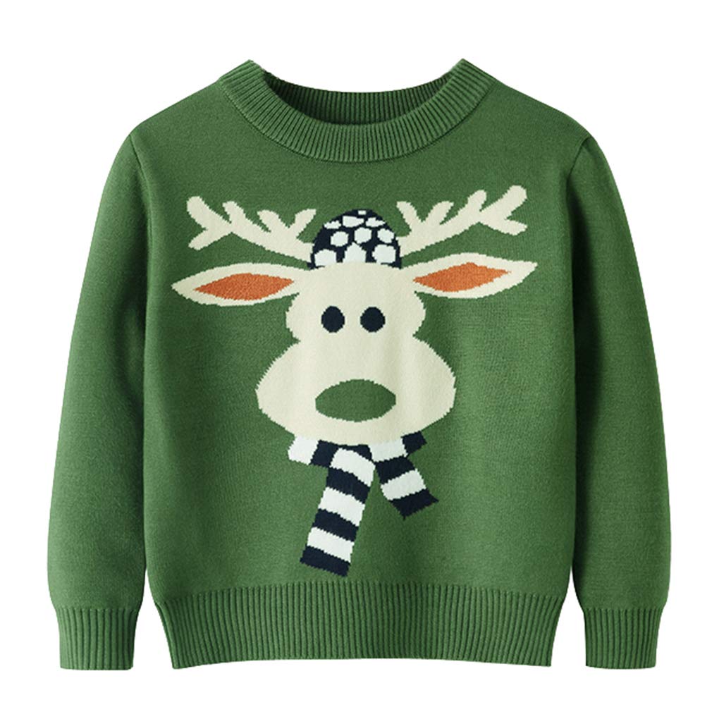 HILEELANG Toddler Boy Girl Christmas Sweater Pullover Reindeer Elk Snowman Sweatshirts Tops