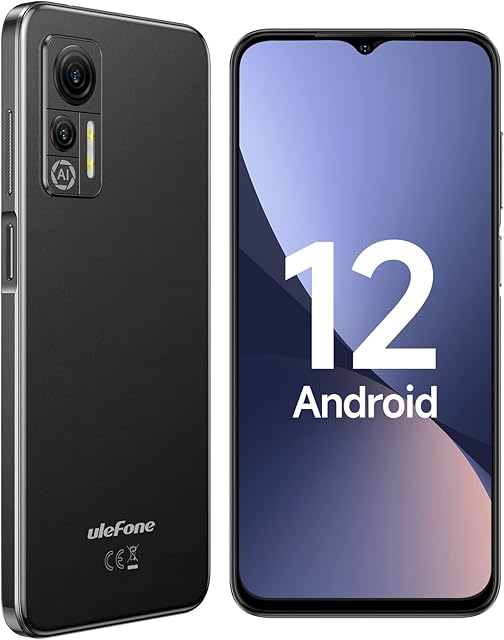 Ulefone Note 14 Mobile Phones (2022), Android 12 Smartphone SIM Free Unlocked, 4500mAh Battery 6.52 Screen 3GB RAM/128GB Extension, 8+5MP Camera 4G Dual SIM 3-Card Slots Face ID, UK Version - Black