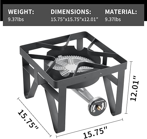 Miniatura 7 de SKOK Estufa de campamento de propano de alta presión de 200,000 BTU  Estufa portátil al aire libre para cocinar al aire libre, patio trasero, picnic