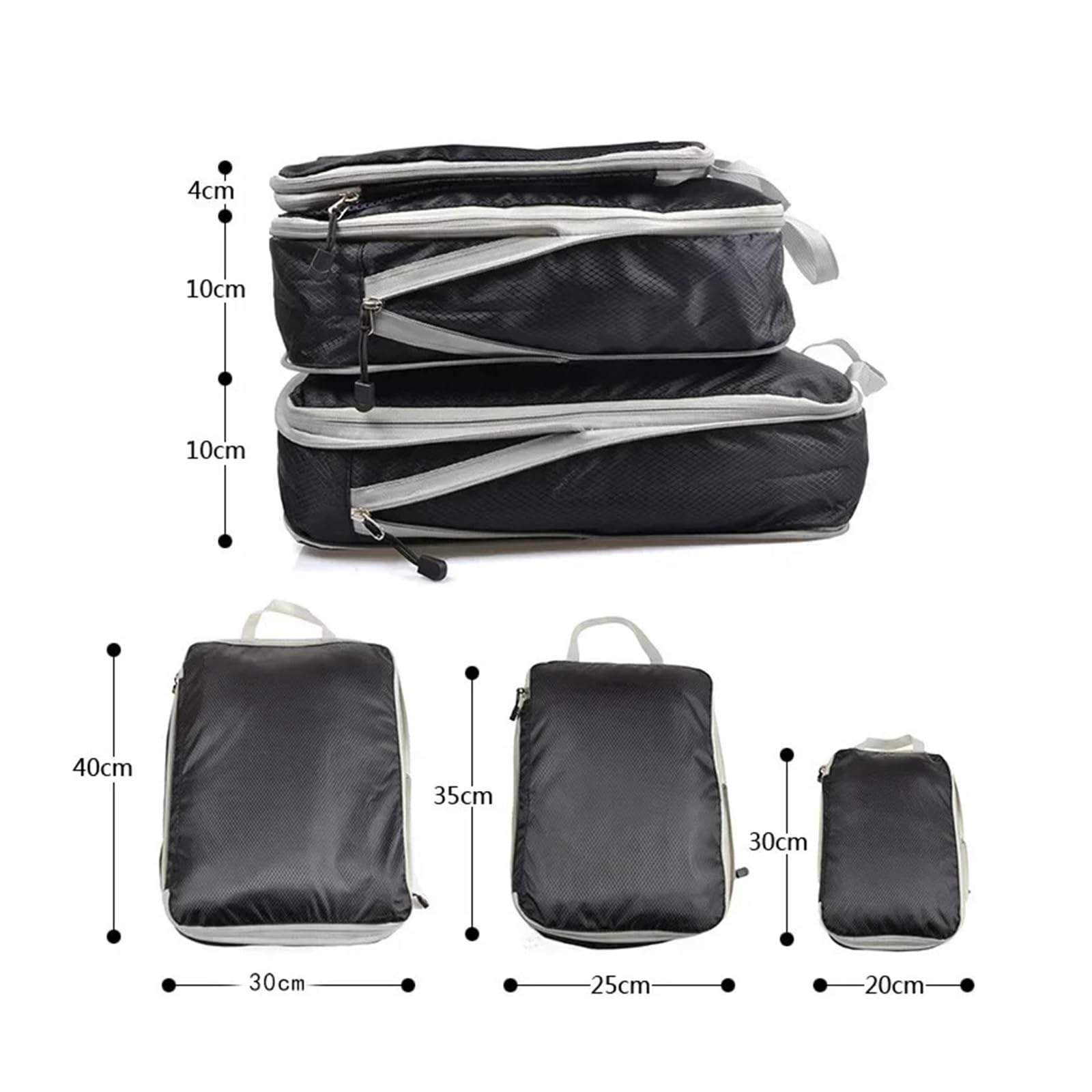 Juego de organizadores de equipaje Cubos de compresión for viaje, organizador de maletas, bolsa de almacenamiento plegable con cremallera for ropa, zapatos y accesorios.